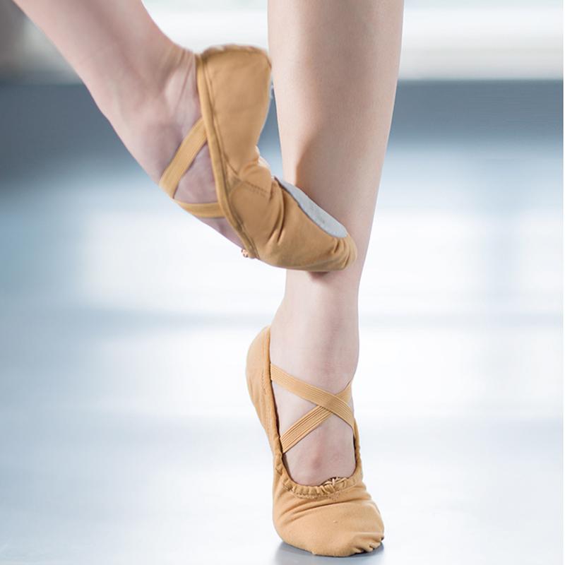 Изображение товара: Балетки детские танцевальные, обувь с заостренными носками, балетные туфли для девочек, мягкие балетки с разрезом, базовая холщовые танцевальные туфли для женщин