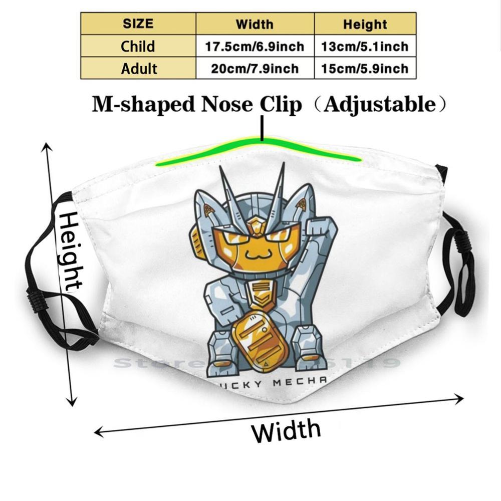 Изображение товара: Многоразовая маска для рта и лица Lucky Mecha, Манеки Neko с фильтрами для детей, аниме, манга, робот, японская манга