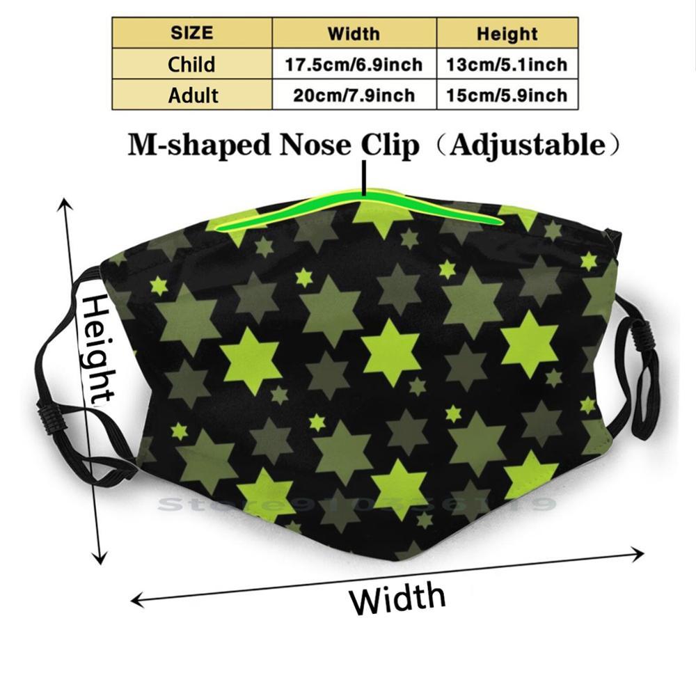 Изображение товара: Зеленая Звезда Давида узор милый дизайн Пылезащитный фильтр смываемая маска для лица дети еврей иудейский еврей Израиль иврит Звезда Давида