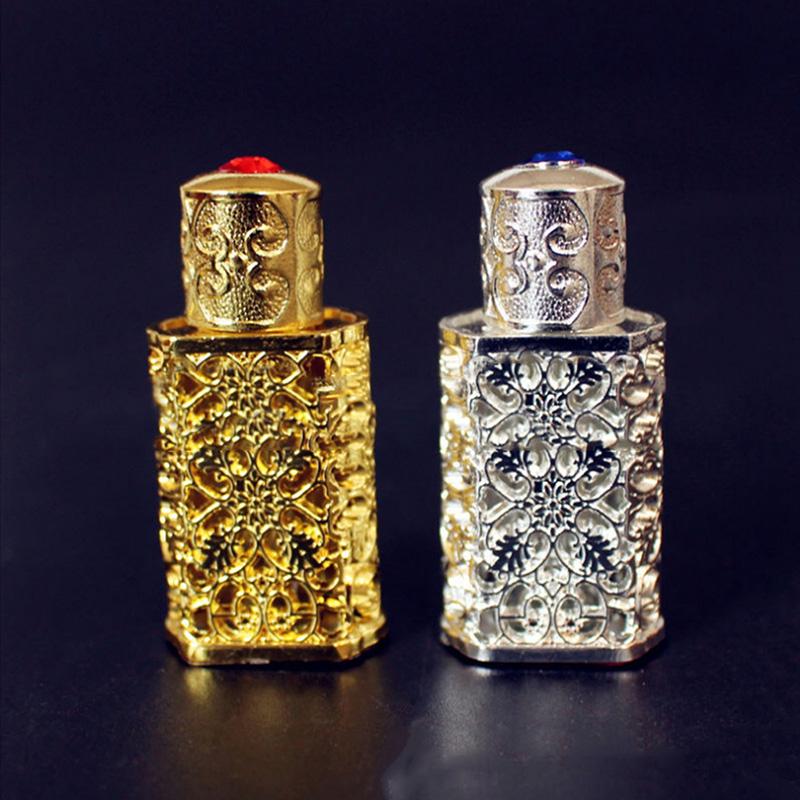 Изображение товара: Ретро металлический флакон для парфюма Эфирное контейнер, Бутылочки для масла в арабском стиле королевская стеклянная бутылка украшение для свадебной вечеринки 3 мл