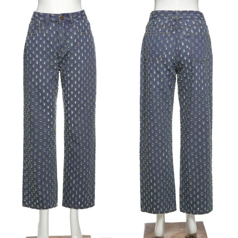 Изображение товара: Женская одежда рваные джинсы с дырками прямые брюки уличная одежда Высокая талия трендовые громоздкие джинсовые брюки женские бойфренды белые
