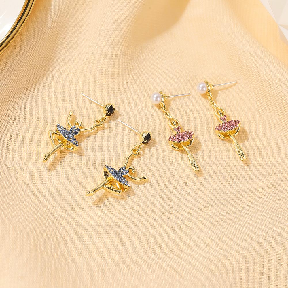 Изображение товара: Серьги для танцев и девушек, серьги-гвоздики с кристаллами для балета и девушки, женские серьги, ювелирные изделия, креативные танцевальные серьги, корейские серьги, подарок