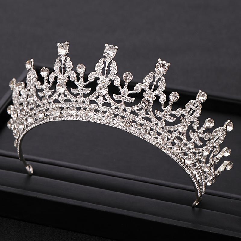 Изображение товара: Винтажная Свадебная Корона Стразы Хрустальная корона серебряного цвета Принцесса Корона Свадебные аксессуары для волос Королевская корона свадебная тиара Корона
