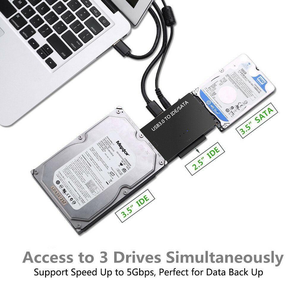 Изображение товара: Адаптер SATA-USB IDE для жесткого диска, USB 3,0 2,5 3,5 IDE SATA, универсальный конвертер с выключателем питания 5 Гбит/с для резервного копирования данных