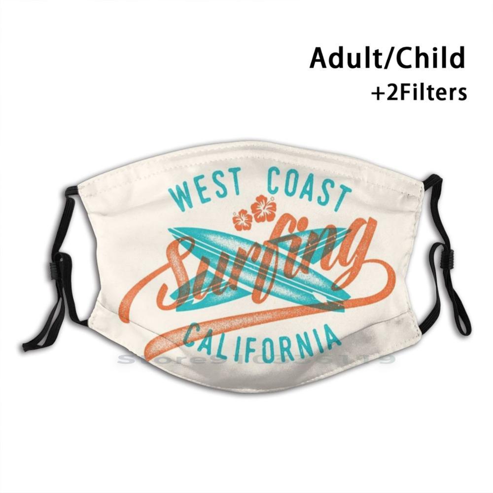 Изображение товара: Маска для серфинга West Coast, Калифорния, многоразовая маска с фильтром Pm2.5, детская маска для серфинга, Калифорния, Cali Socal Surf, West Coast
