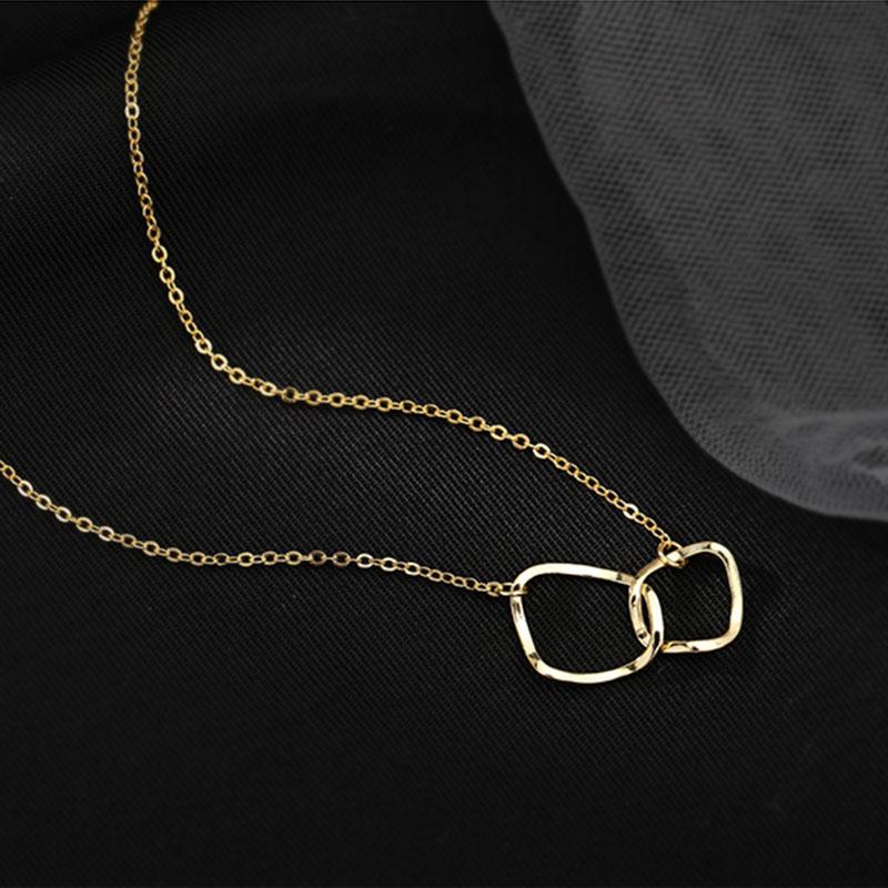 Изображение товара: Женское Ожерелье XIYANIKE, серебристое Ожерелье Неправильной Формы с квадратным плетением, простая темпераментная Мода, сексуальная элегантная цепочка до ключиц