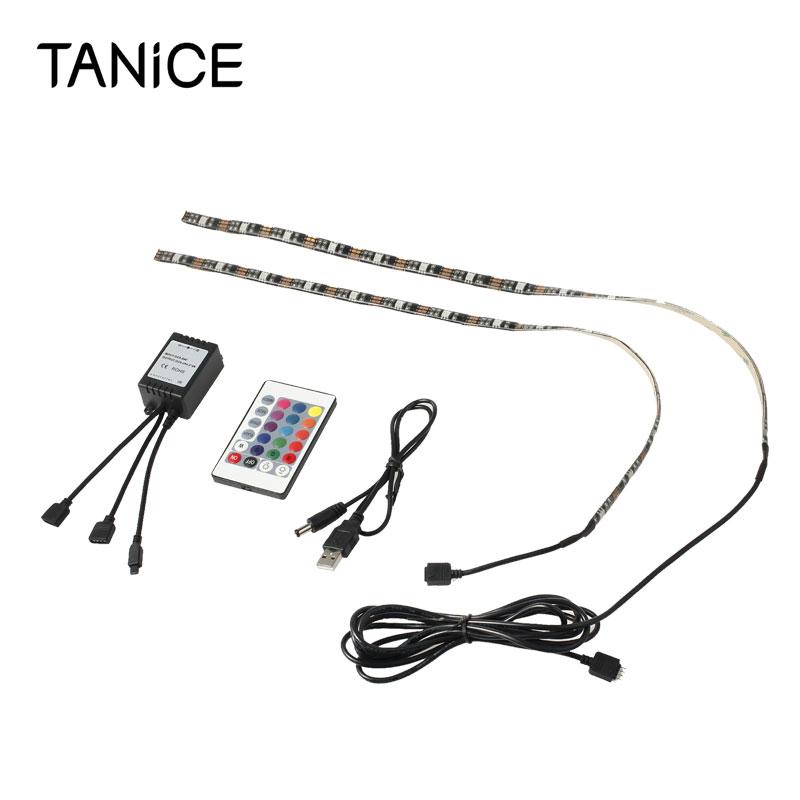 Изображение товара: TANiCE 2 шт. USB светодиодсветодиодный RGB многоцветная лента 0,5 м, светодиодная полоса, комплект, лампа настроения, подсветка телевизора, свет для украшения фона телевизора