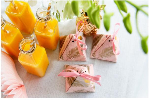 Изображение товара: 50/100 шт. треугольная пирамида, свадебные сувениры, товары для конфет, Подарочная коробка с листьями, конфетная коробка