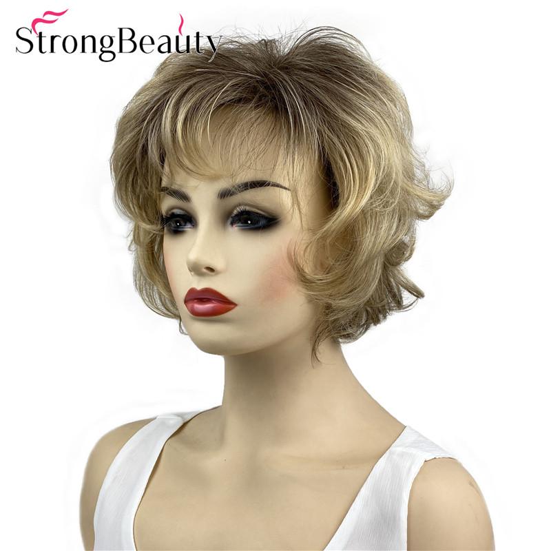 Изображение товара: StrongBeauty Короткие вьющиеся парики мягкие волосы многослойный Shag Омбре синтетический парик