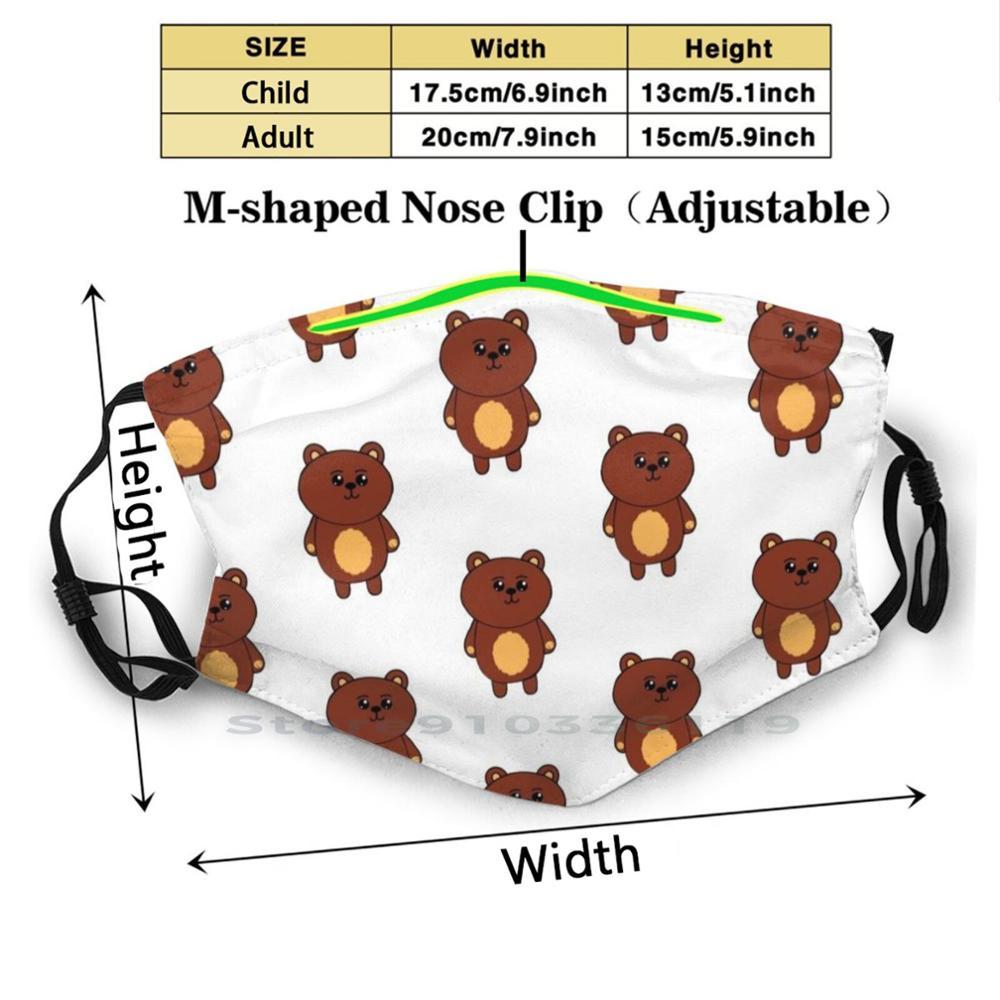 Изображение товара: Милая кавайная коричневая многоразовая маска с принтом медведя Pm2.5, светофильтр, маска для лица, детский Мишка, коричневый Мишка, коричневый милый каваи, восхитительный