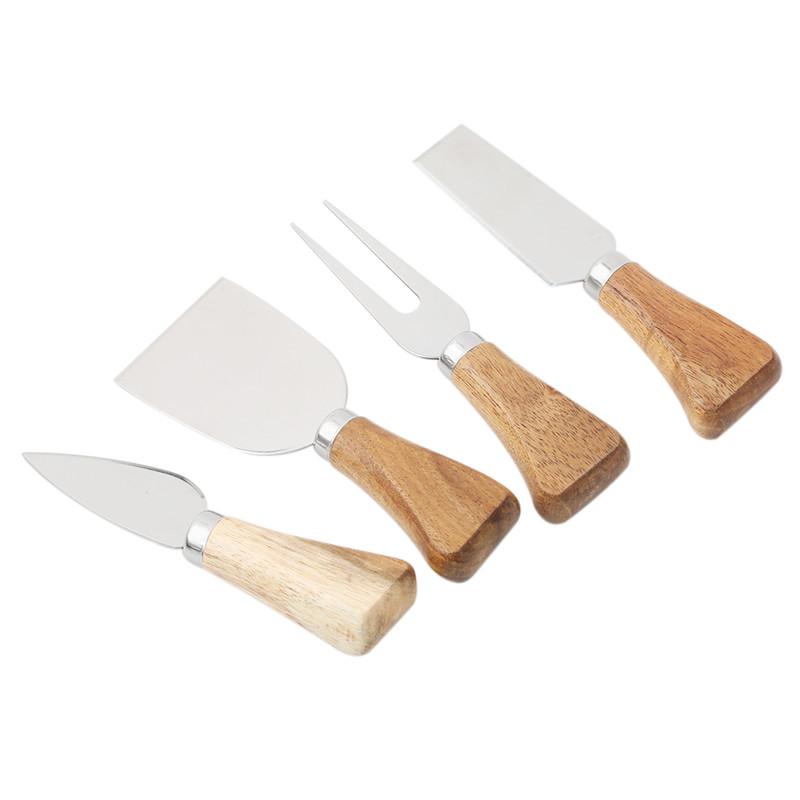 Изображение товара: 4 шт./компл. набор посуды из бамбукового дерева для сыра с Ножи овощерезка набор Кухня Пособия по кулинарии инструмент нож для резки сыра Ножи терка для сыра