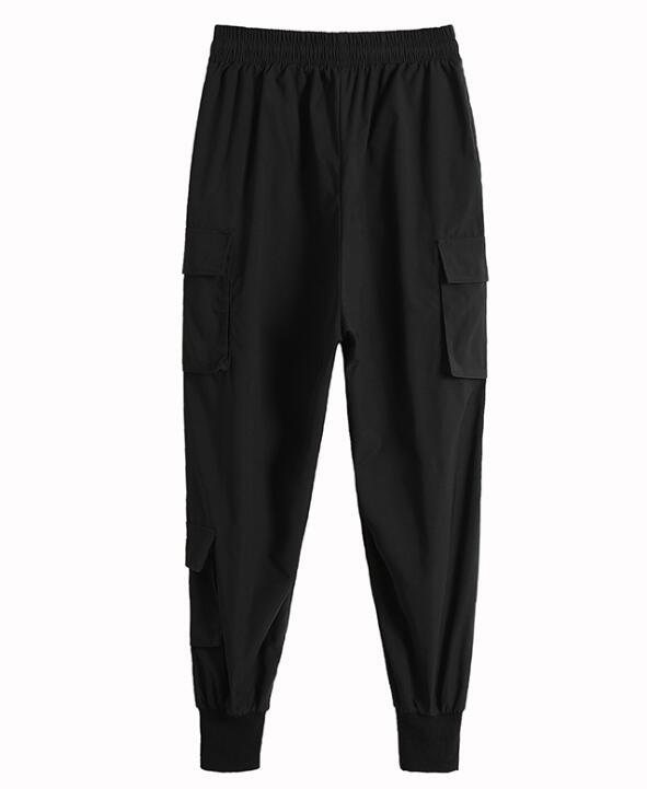 Изображение товара: Брюки женские черные свободные, штаны с завышенной талией, Свободные Комбинезоны, штаны для бега, джоггеры на осень
