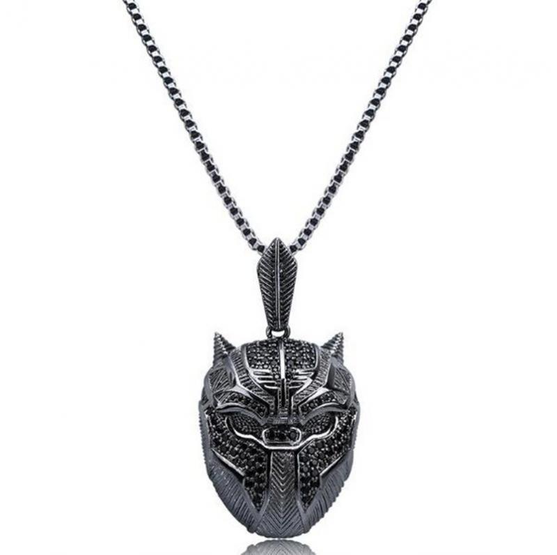 Изображение товара: Классическое таинственное темное ожерелье с подвеской-маской Пантеры для мужчин, модное очаровательное вечернее ожерелье, ювелирные изделия в подарок