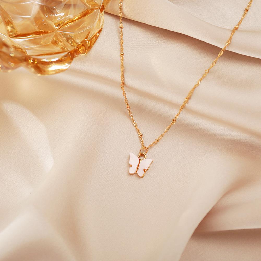 Изображение товара: Sweet Acrylic Color Butterfly Necklace For Women Long Wild Clavicle Chain Pendant Refined Stylish Mujer Gift 2020 Trendy Gold