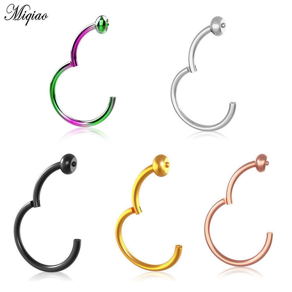 Изображение товара: Miqiao 2 Pcs Piercing Jewelry 316 Stainless Steel Hypoallergenic Buckle Nose Ring for Men and Women