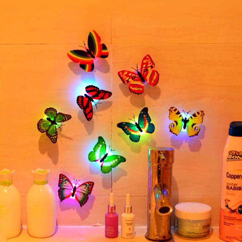 Изображение товара: Светодиодная светящаяся игрушка-бабочка для детской комнаты, 3D светящаяся в темноте бабочка, Ночной светильник, домашнее искусство, настенные наклейки, украшения для вечерние, игрушки для детей
