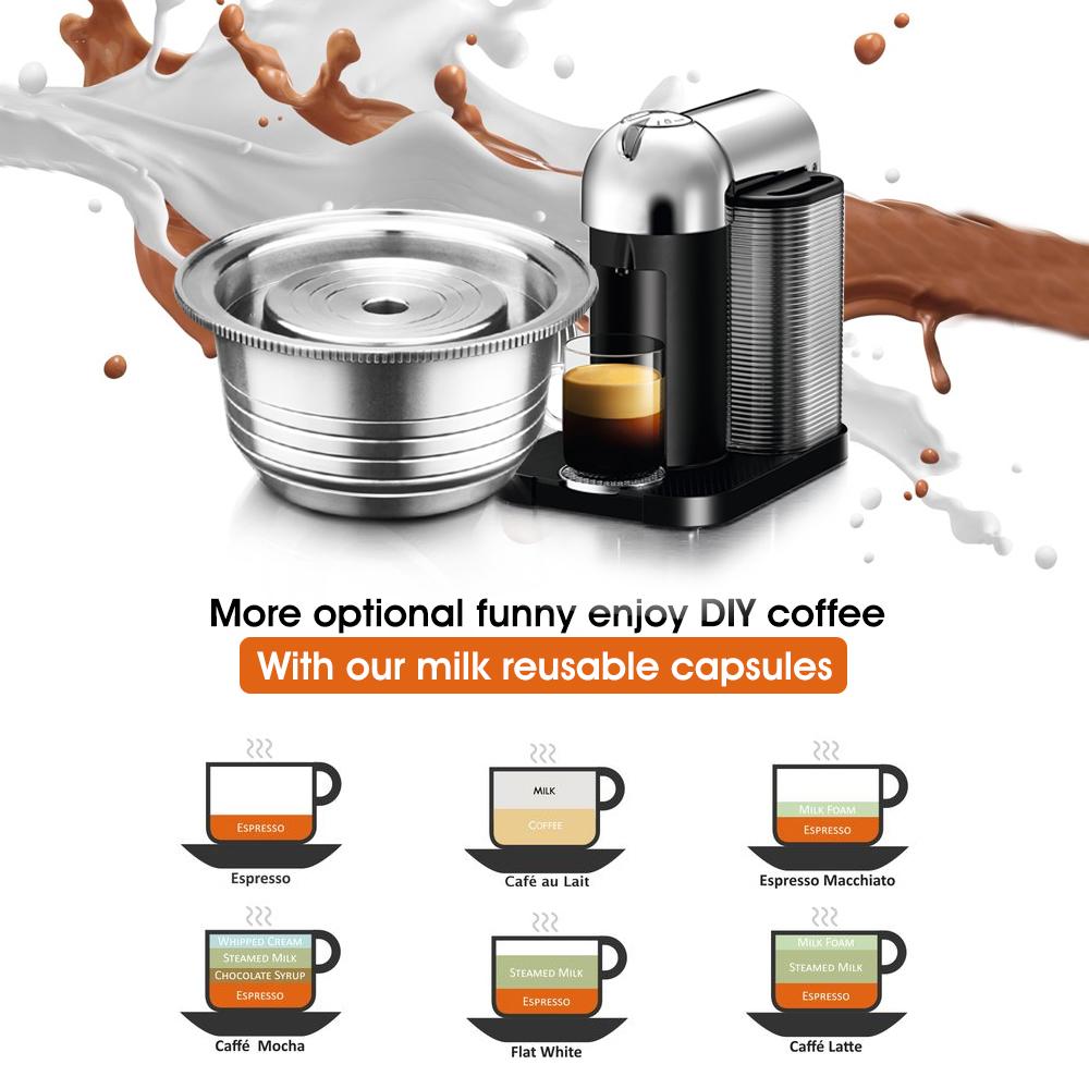 Изображение товара: Многоразовая стальная большая чашка ICafilasVVIP (G2), капсульный фильтр для кофе, эспрессо для Nespresso Vertuo GCA1 и Delonghi