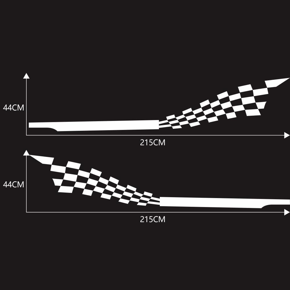 Изображение товара: 2 шт. 215 см x 44 см с обеих сторон наклейки для автомобиля DIY клетчатый флаг наклейки гоночные полосы обертывание винил пленка ПВХ наклейки для кузова автомобиля