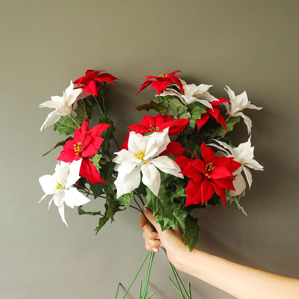 Изображение товара: Ветка искусственных шелковых цветов для домашнего декора, имитация на Рождество, 5 шт.
