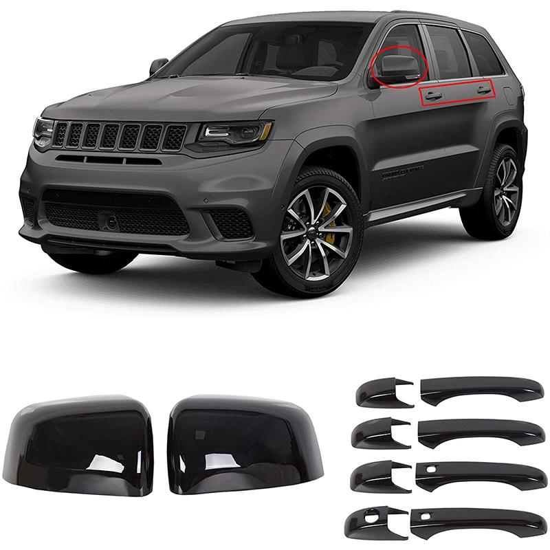 Изображение товара: Черные Зеркальные Чехлы + дверные ручки для Jeep Grand Cherokee Dodge Durango 2011-2020