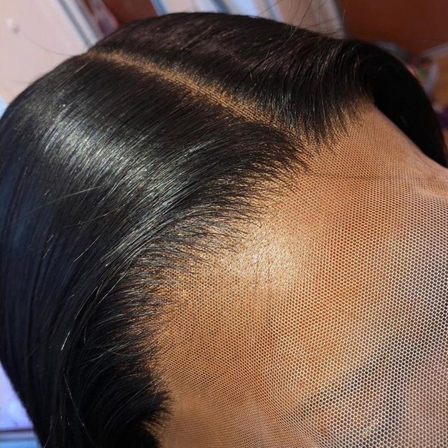 Изображение товара: Волосы QueenKing от уха до уха, Суперпрозрачные бразильские прямые волосы с кружевной передней частью, швейцарские кружевные волосы без повреждений