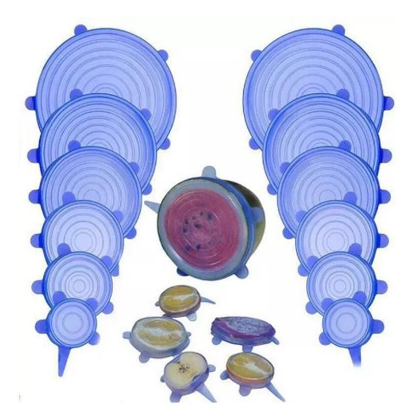 Изображение товара: Круглые многоразовые эластичные регулируемые крышки чаши, эластичные, силиконовая крышка для еды, 12 шт.