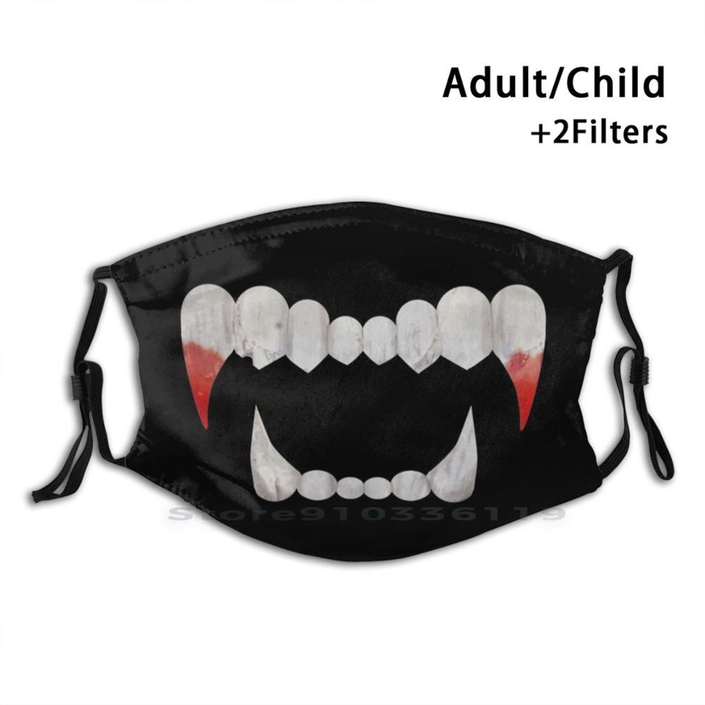Изображение товара: Scary Fangs With Blood For Halloween 2020 Mouth Adult Kids Washable Funny Face Mask With Filter Scary Horror Halloween