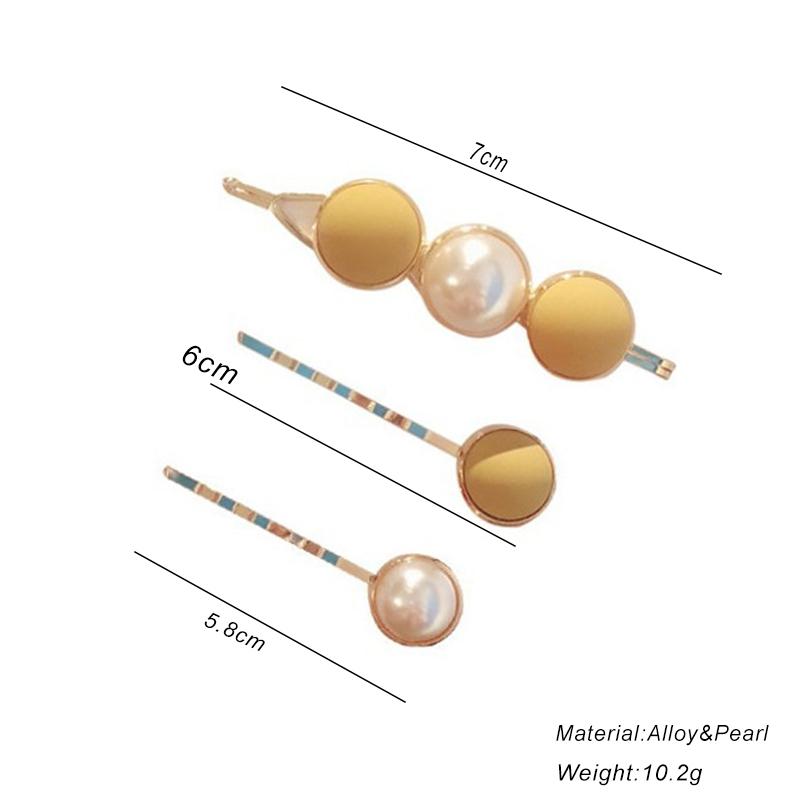 Изображение товара: Корейские 3 шт./компл. цветные бусины заколки для волос модные жемчужные заколки для волос ручки для женщин и девочек простые золотые аксессуары для волос