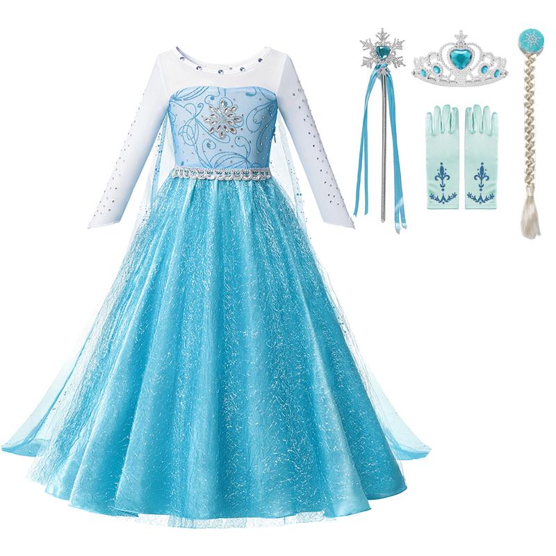 Изображение товара: Платье Анны и Эльзы для девочек, платье принцессы Снежной Королевы для косплея, костюм для девочек, детская одежда, детское платье для Хэллоуина