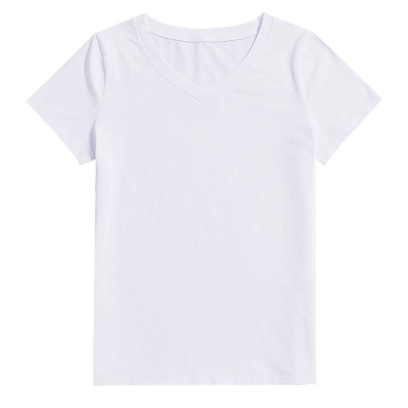 Изображение товара: Новинка 2022, Брендовая женская футболка MRMT, однотонная облегающая и простая футболка для женщин, топы с коротким рукавом и V-образным вырезом для отдыха, футболка