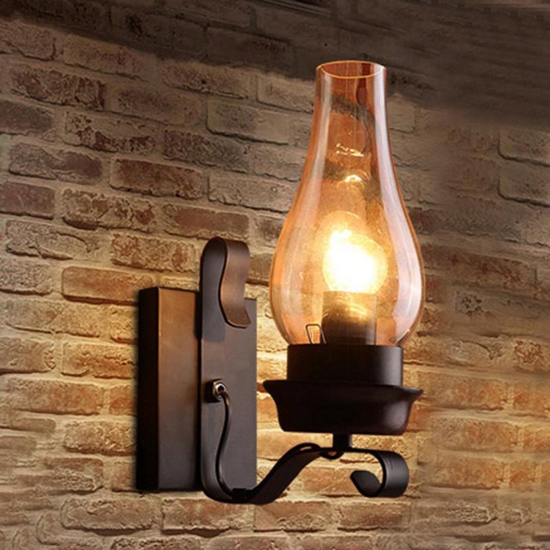 Изображение товара: Винтажный деревенский настенный светильник из стекла и настроения декоративный светильник для спальни (не содержит лампочек)