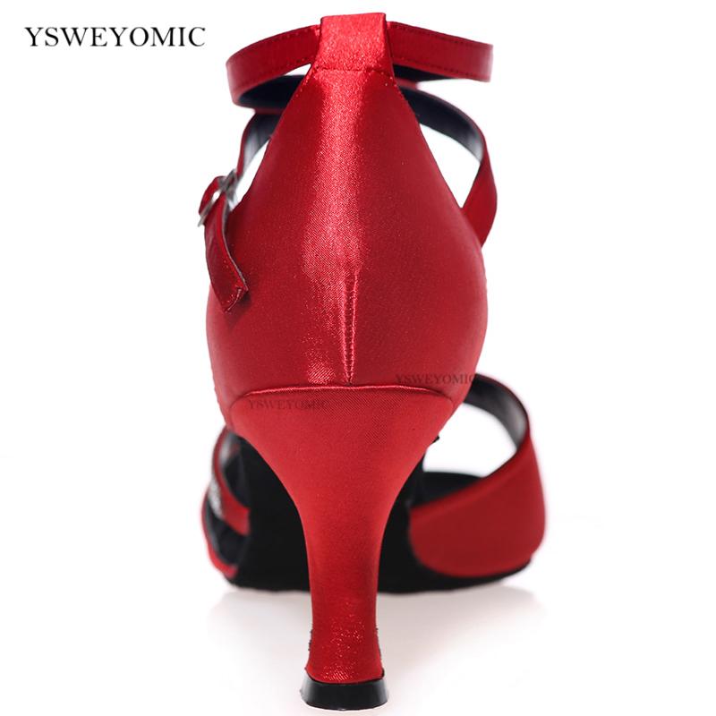 Изображение товара: Туфли для Бальных латинских танцев 2021 новый стиль Красные Белые Черные Атласные замшевые туфли на каблуке медуим 2 дюйма обувь для тренировок Сальса латиноамериканских танцев