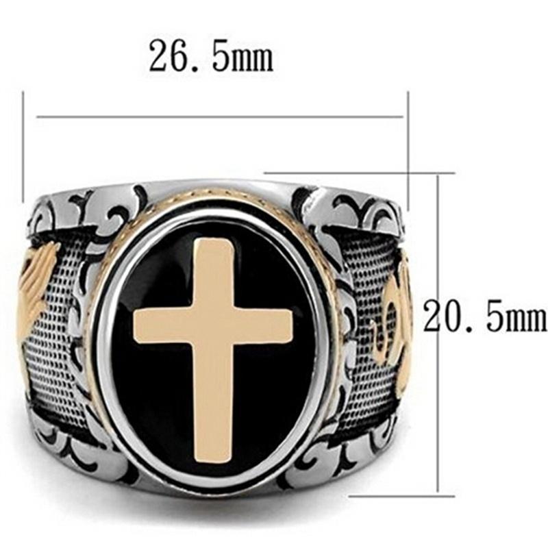 Изображение товара: Новинка кольцо с крестом в ретро стиле молитвенные руки кольцо с узором мужское кольцо винтажное металлическое посеребренное кольцо аксессуары ювелирные изделивечерние