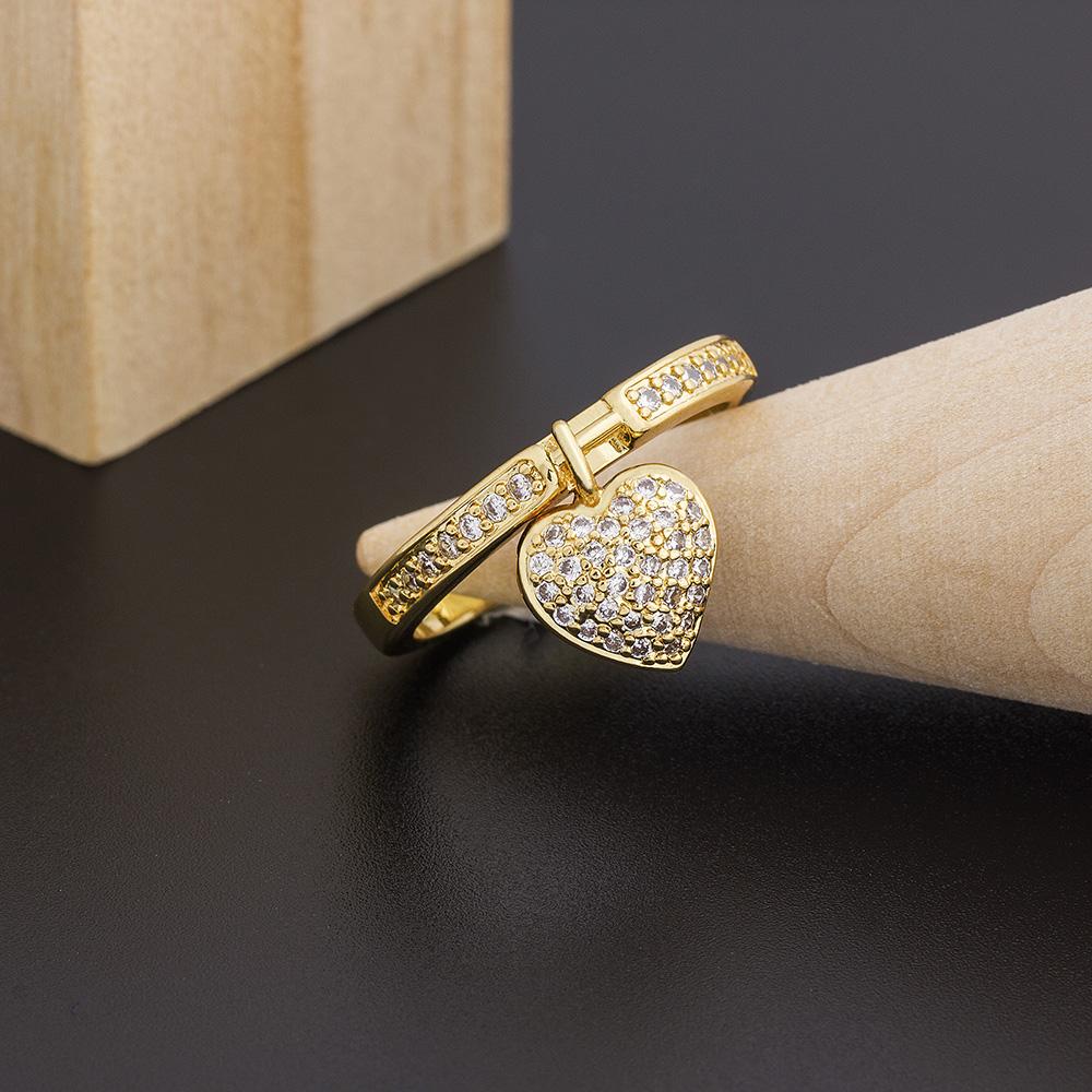 Изображение товара: Кольца женские регулируемые с фианитом, классические, золотистые