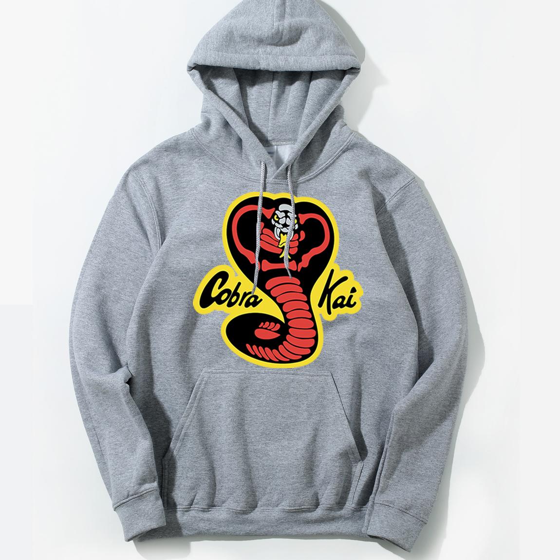 Изображение товара: Cobra Kai толстовки с капюшоном Strike First Strike Hard On Mercy осень-зима толстовки пуловеры мужские толстовки с капюшоном уличная одежда с круглым вырезом