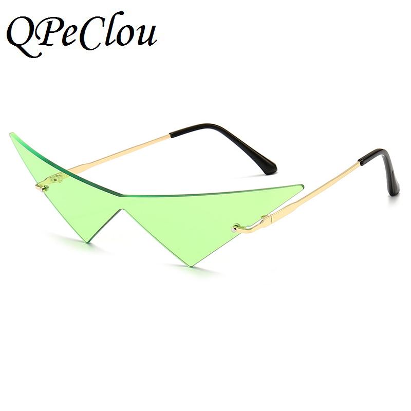 Изображение товара: Мужские и женские сверхбольшие солнцезащитные очки QPeClou, цельные яркие очки без оправы, 2020, треугольные солнечные очки