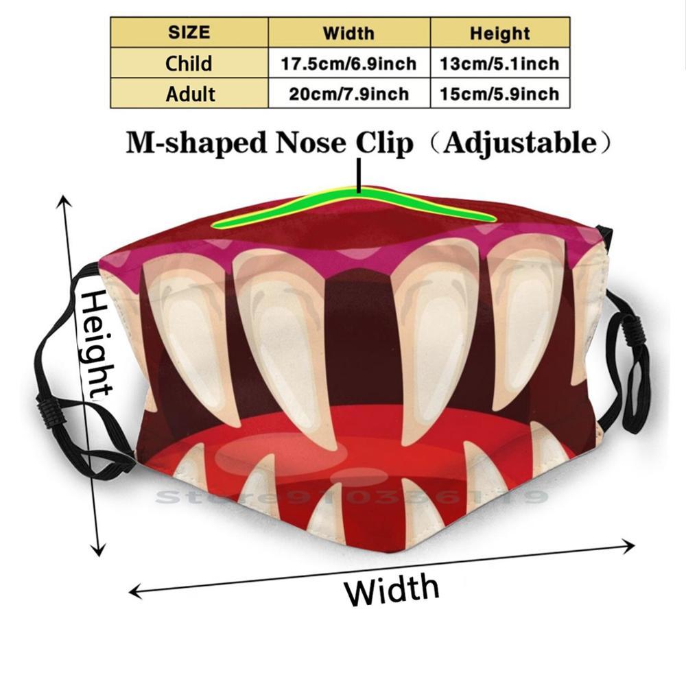 Изображение товара: Рот Монстра с клыками, ротовая печать, многоразовый фильтр Pm2.5, «сделай сам», ротовая маска, клыки, вампир, вампир, острые зубы, зверь