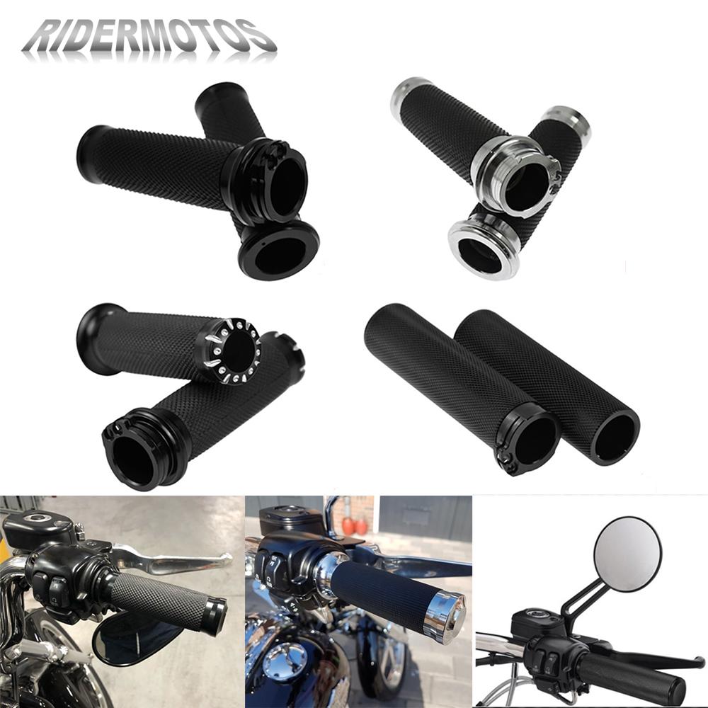 Изображение товара: Универсальные мотоциклетные ручки, 1 дюйм, 25 мм, черные/хромированные ручки для Harley Sportster XL 883 1200 Touring Dyna Softail Road King