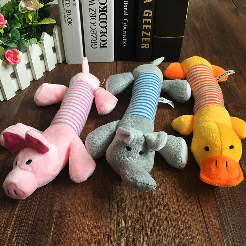 Изображение товара: Плюшевые игрушки Qianyi для собак и кошек, интересные игрушки со звуком для всех домашних животных, как утка, свинка, плюшевые игрушки, жевательные игрушки, флис