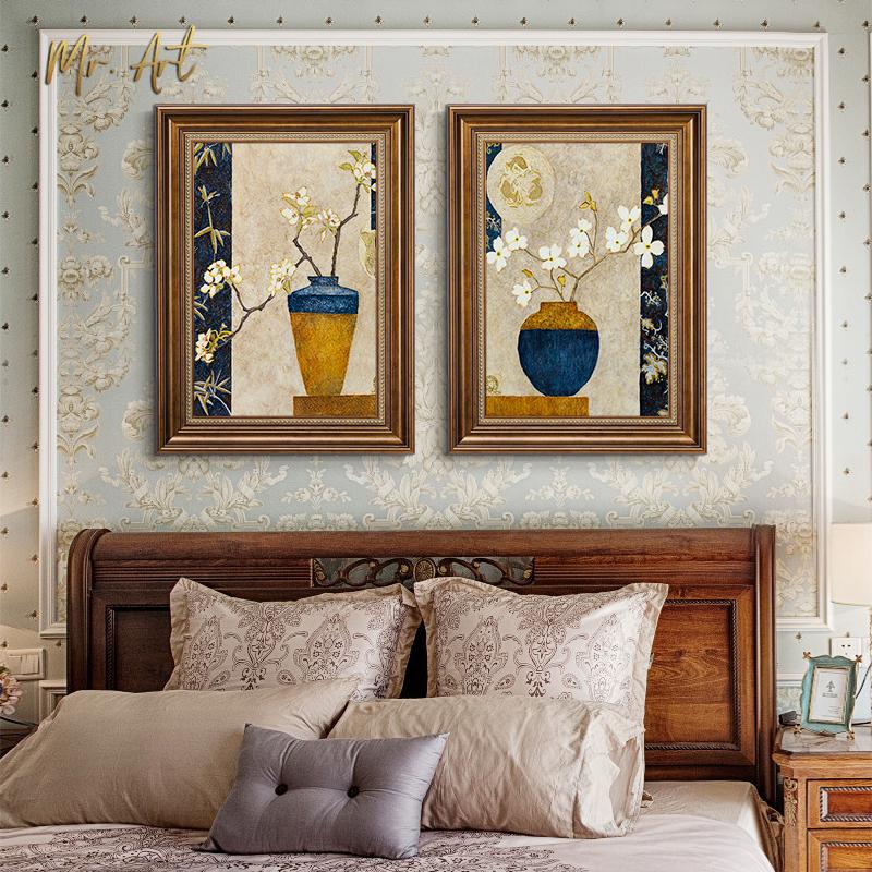 Изображение товара: Картина на холсте, в европейском стиле, с белыми цветами, настенный плакат, картина с цветами сливы для столовой, классический декор для спальни