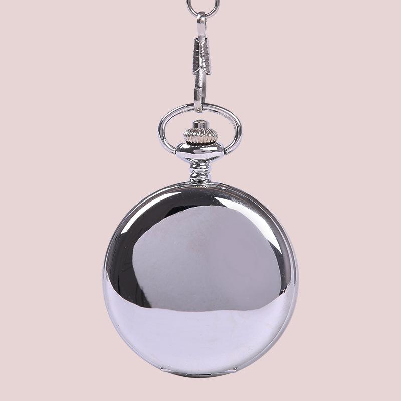 Изображение товара: Серебряные карманные часы гладкие и Яркие модные ретро карманные часы с двумя лицами и ожерельем карманные часы два цвета на выбор
