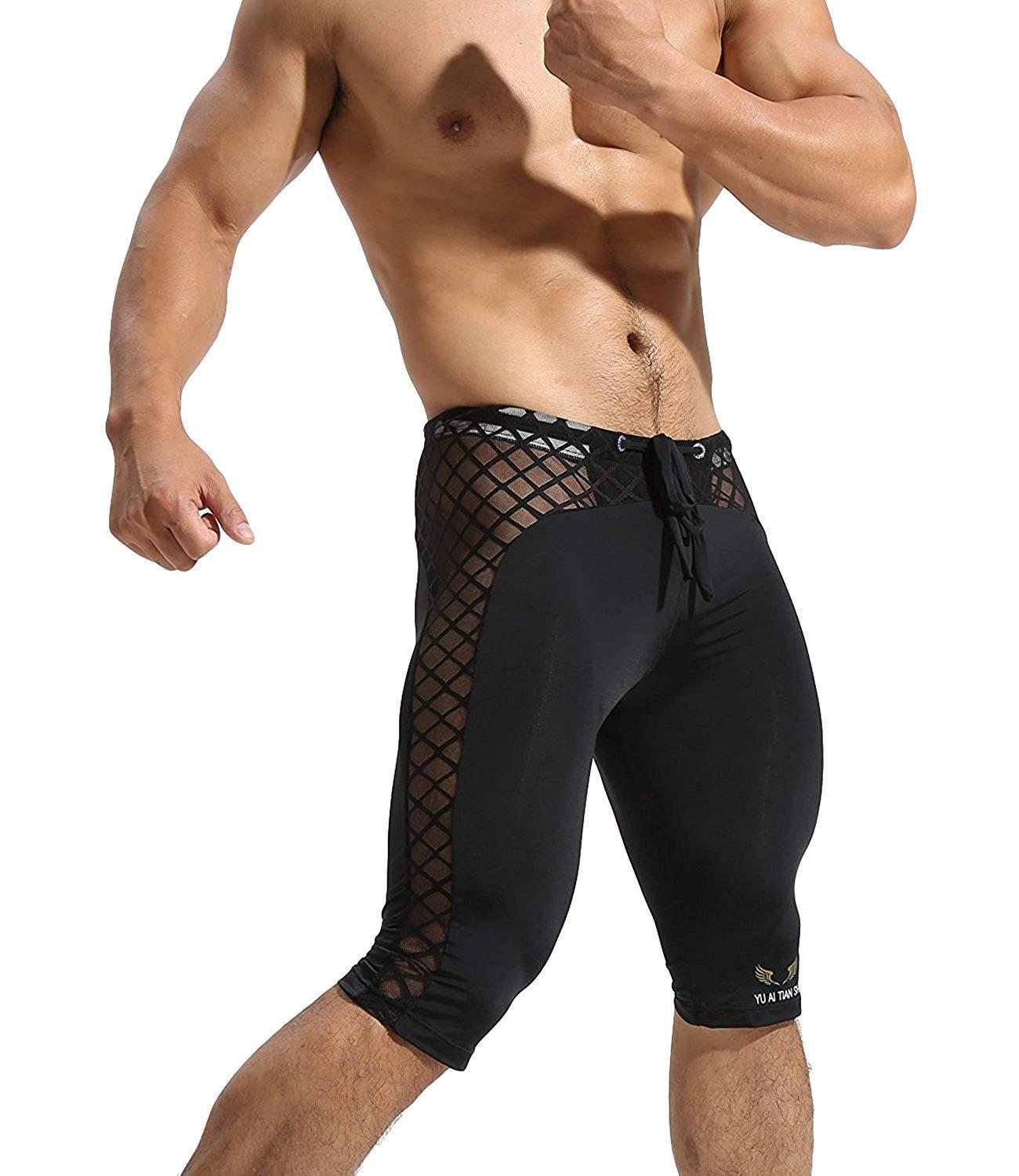 Изображение товара: Мужские шорты для йоги, Мягкие сетчатые компрессионные обтягивающие шорты для занятий йогой