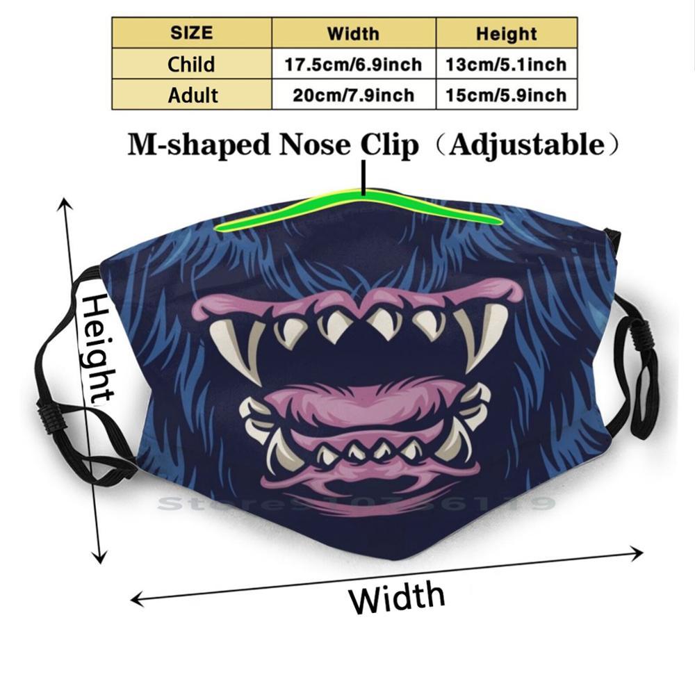 Изображение товара: Многоразовая маска для рта с принтом в виде зверя-на Хэллоуин, фильтр Pm2.5, «сделай сам», маска для рта, детский зверь, монстр, зубы, зубы, рот, челюсти на Хэллоуин