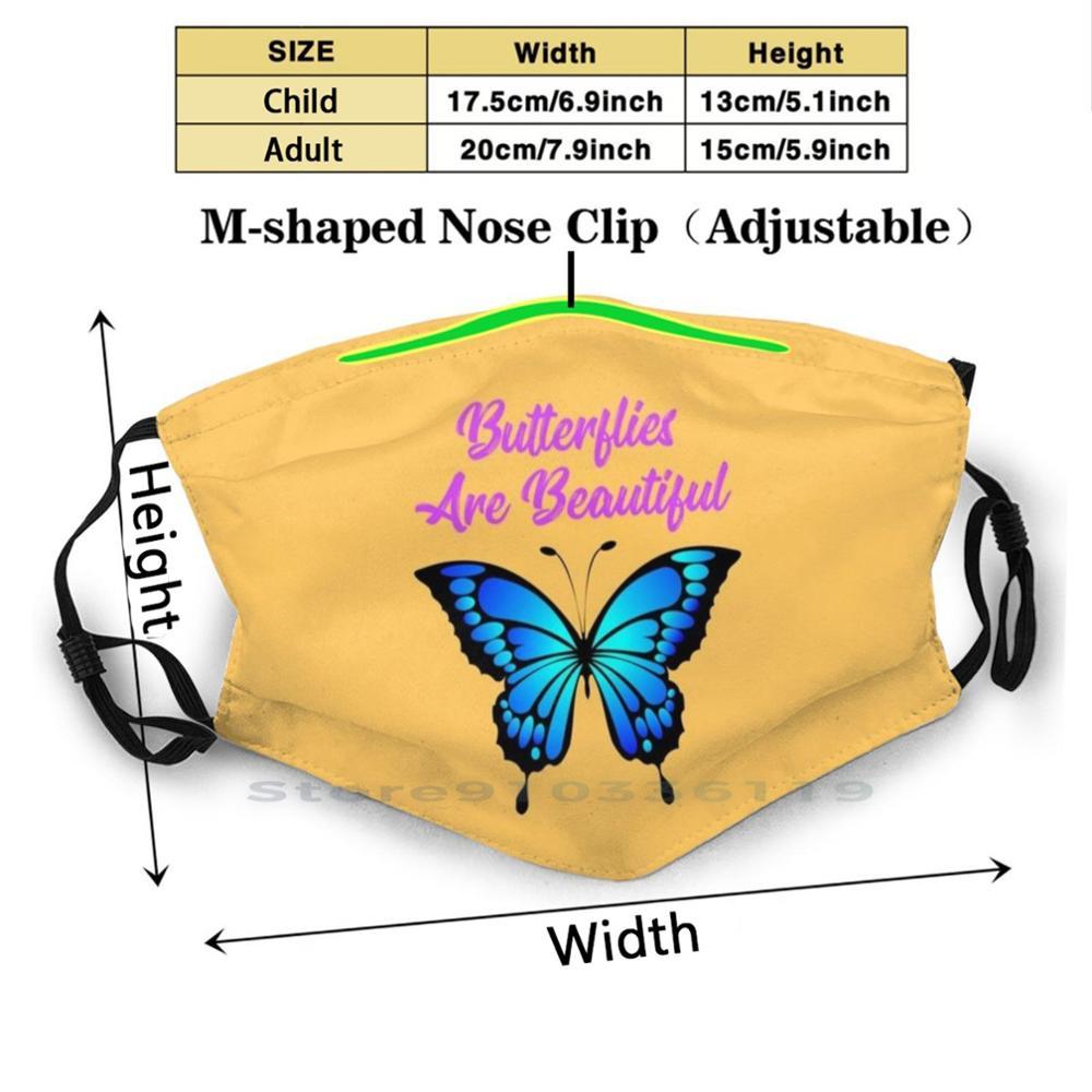 Изображение товара: Бабочки Красивая Печать Многоразовые Pm2.5 фильтр DIY рот Маска Дети бабочки природа