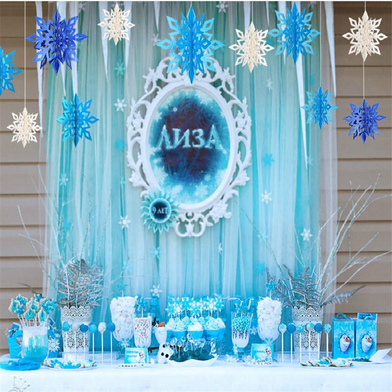Изображение товара: Зима день рождения для мальчиков и девочек украшение для детского душа, искусственная гирлянда 3D Бумага для снежинок, рождественские украшения для дома на Хэллоуин