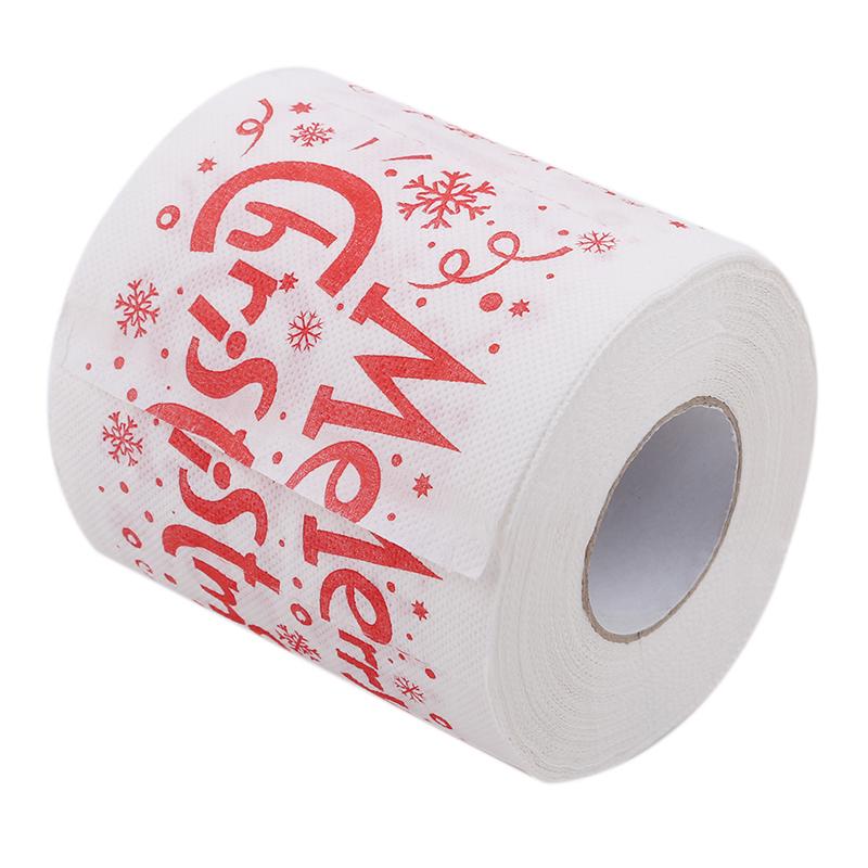 Изображение товара: 1 рулон Санта-Клауса напечатанный Счастливого Рождества туалетной бумаги салфетки Декор для комнаты украшение для рождественской вечеринки Сделай Сам крафт-бумага