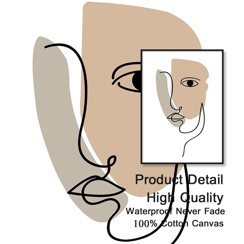 Изображение товара: Современный абстрактный постер в стиле бохо с пейзажем, Геометрическая линия лица, принты, скандинавские картины на холсте, настенные картины, домашний декор, гостиная