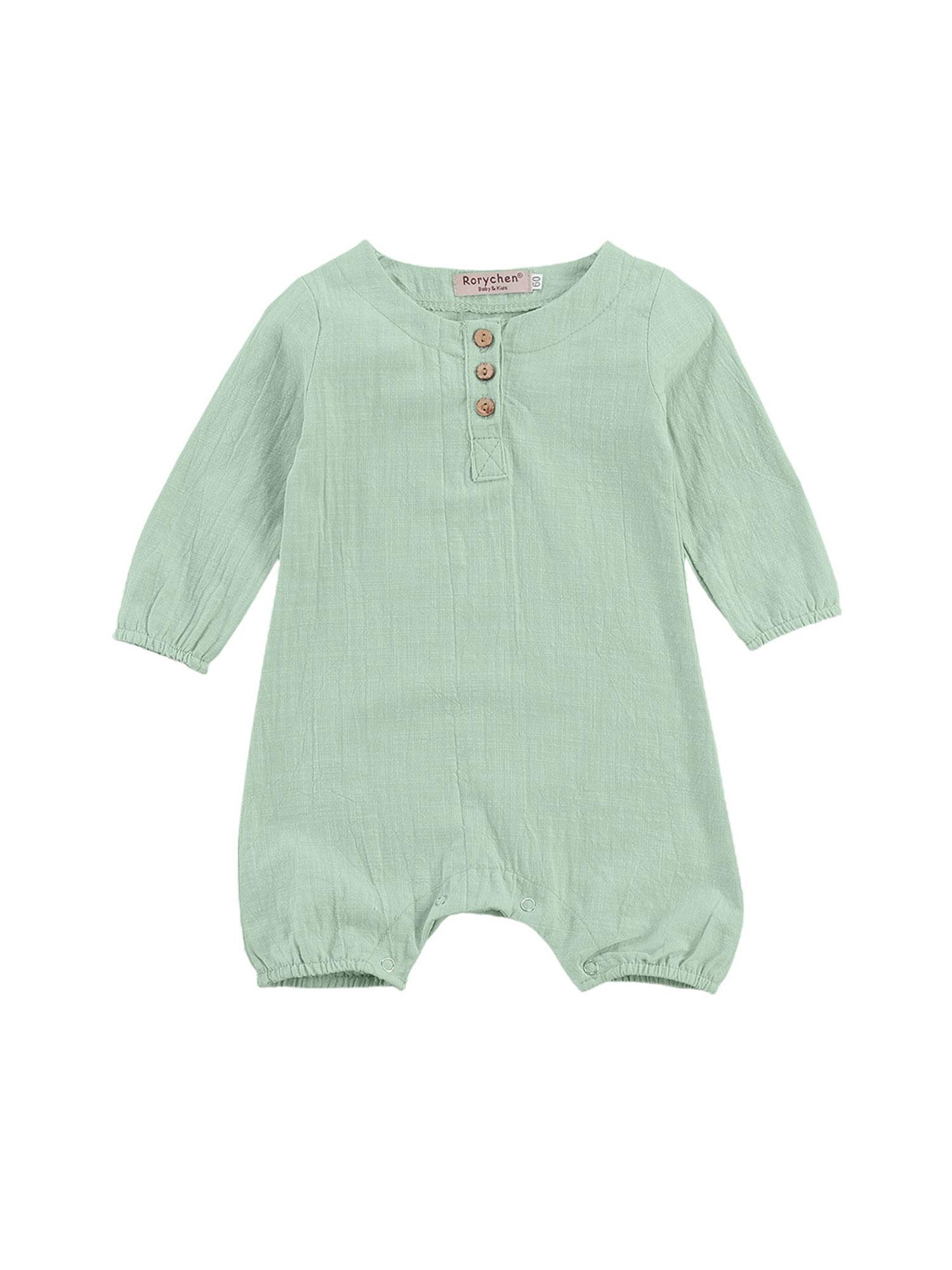 Изображение товара: Infants Baby Romper Spring Fall Solid Color Long Sleeve Crotch Buttons Jumpsuit Home Sports Sleeping Jogger Trousers