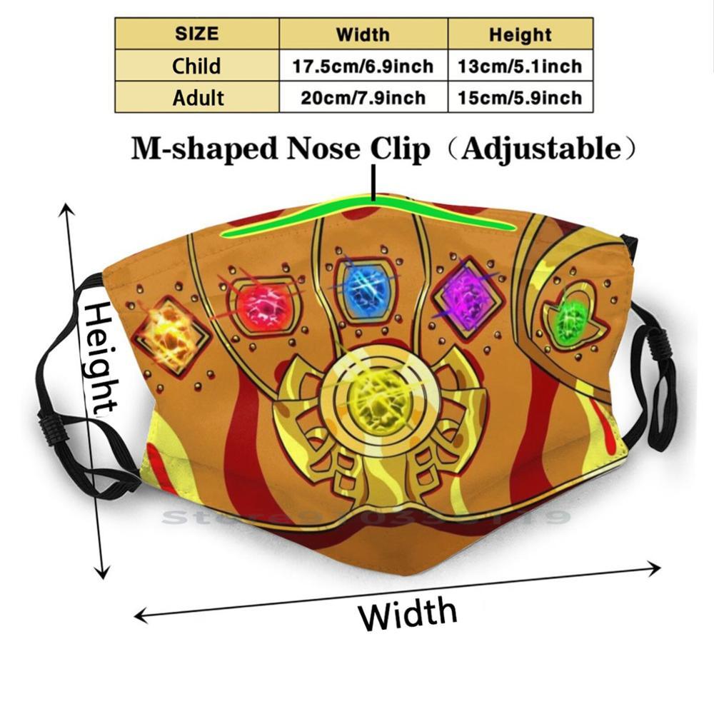 Изображение товара: Маска бесконечности с принтом многоразовые фильтры Pm2.5 самодельная маска для рта детская Бесконечность каменные драгоценные камни перчатка