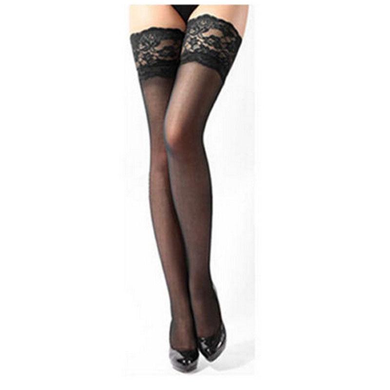 Изображение товара: Sexy Fashion Womens Stockings Sheer Lace Top Stay Up Thigh High Hold-ups Stockings Pantyhose Thigh High Socks For Ladies Girls
